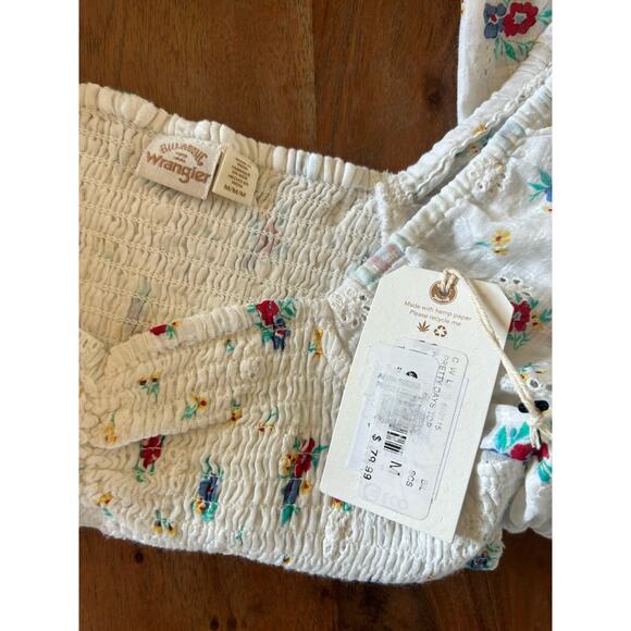 Billabong Wrangler Prairie Crop Top Womens M Floral Milkmaid Balloon Sleeve NWT - Picture 6 of 12